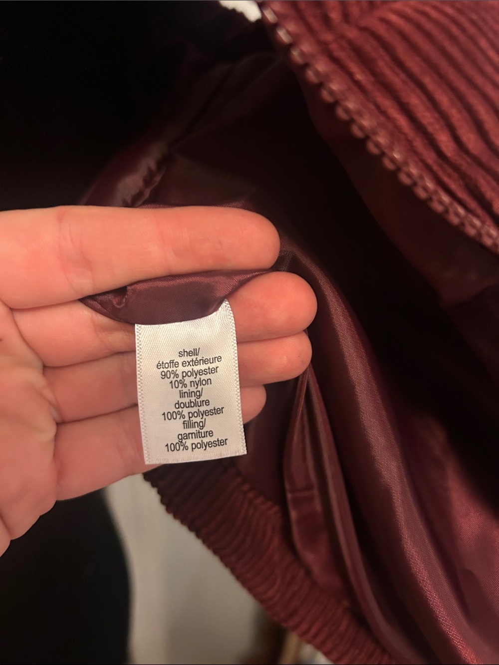 Maurices XS Corduroy Puffer Vest in Burgundy - Picture 3 of 6